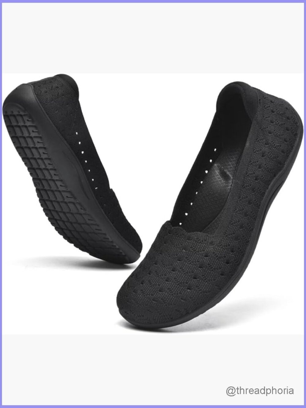 Womens Wide Toe Box Knit Ballet Flats Slip-on Dress Walking Comfort Shoes